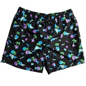 No Boundaries Men's Multicolor Hawaii Palm Mesh Lined Swim Trunks Size L (36/38)